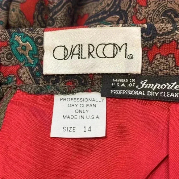 Vintage NWOT Oval Room Paisley Midi Skirt w gorgeous pleats down the front - Picture 4 of 9